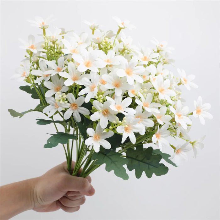 2Pcs Artificial Chrysanthemum Bouquet Fake Flowers Arrangement Wedding Party Decoration - White - 2
