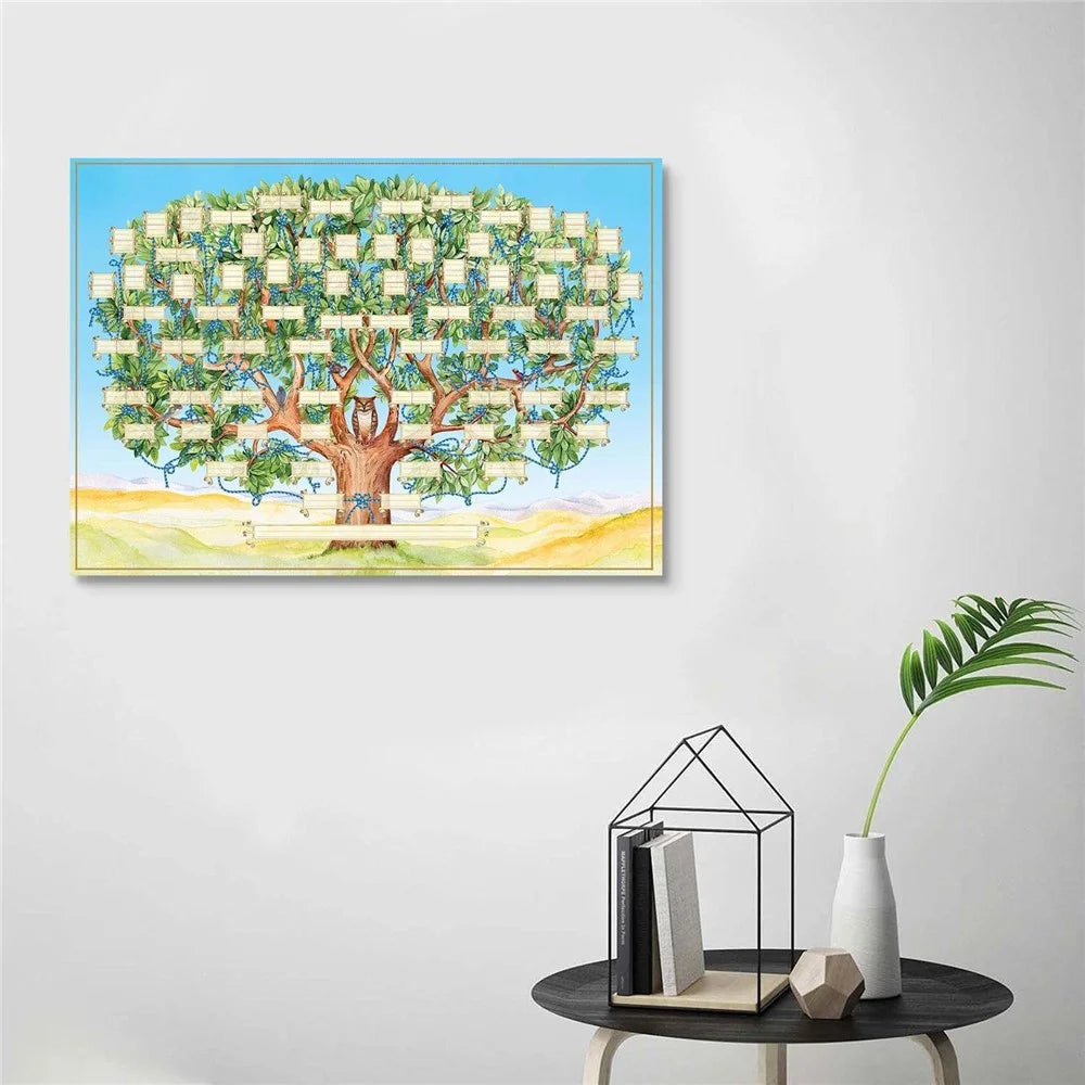 40 x 60cm Family Tree Canvas Fill In Blank Genealogy Chart Wall Art Fillable Family History Poster - 2