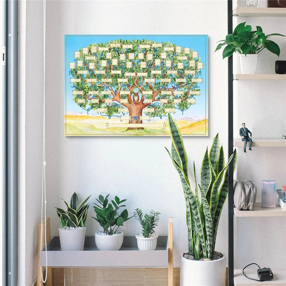 40 x 60cm Family Tree Canvas Fill In Blank Genealogy Chart Wall Art Fillable Family History Poster - 4