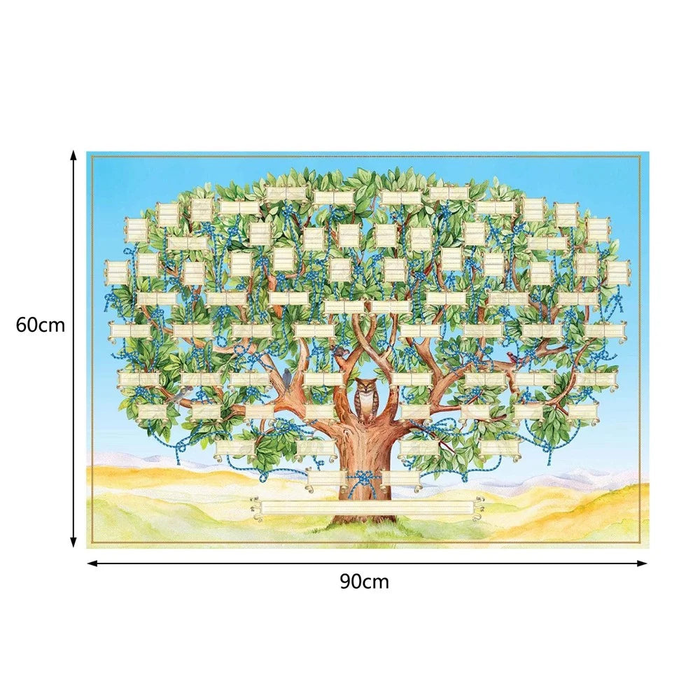 60 x 90cm Family Tree Canvas Fill In Blank Genealogy Chart Wall Art Fillable Family History Poster - 7