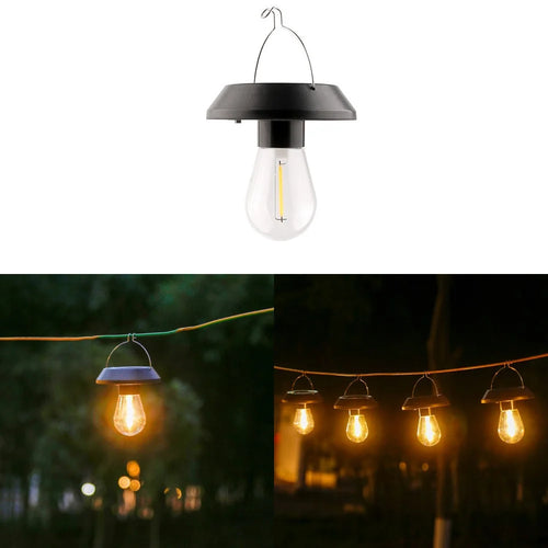 Solar Powered Tungsten Filament Hanging Lantern Waterproof Outdoor Pendant Light for Patio Garden - 2502-1 - 1