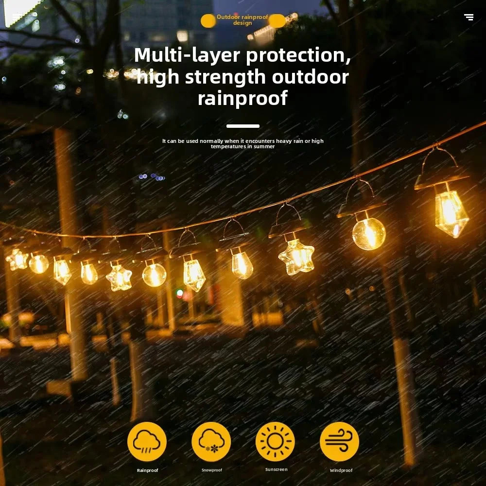 Solar Powered Tungsten Filament Hanging Lantern Waterproof Outdoor Pendant Light for Patio Garden - 2502-1 - 2