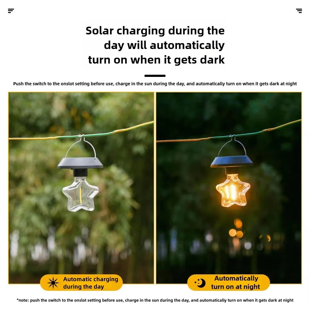 Solar Powered Tungsten Filament Hanging Lantern Waterproof Outdoor Pendant Light for Patio Garden - 2502-1 - 4