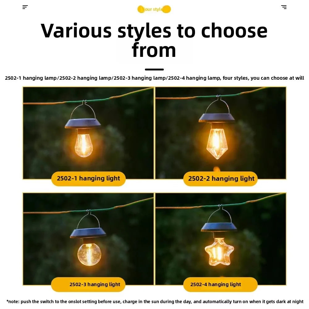 Solar Powered Tungsten Filament Hanging Lantern Waterproof Outdoor Pendant Light for Patio Garden - 2502-1 - 5