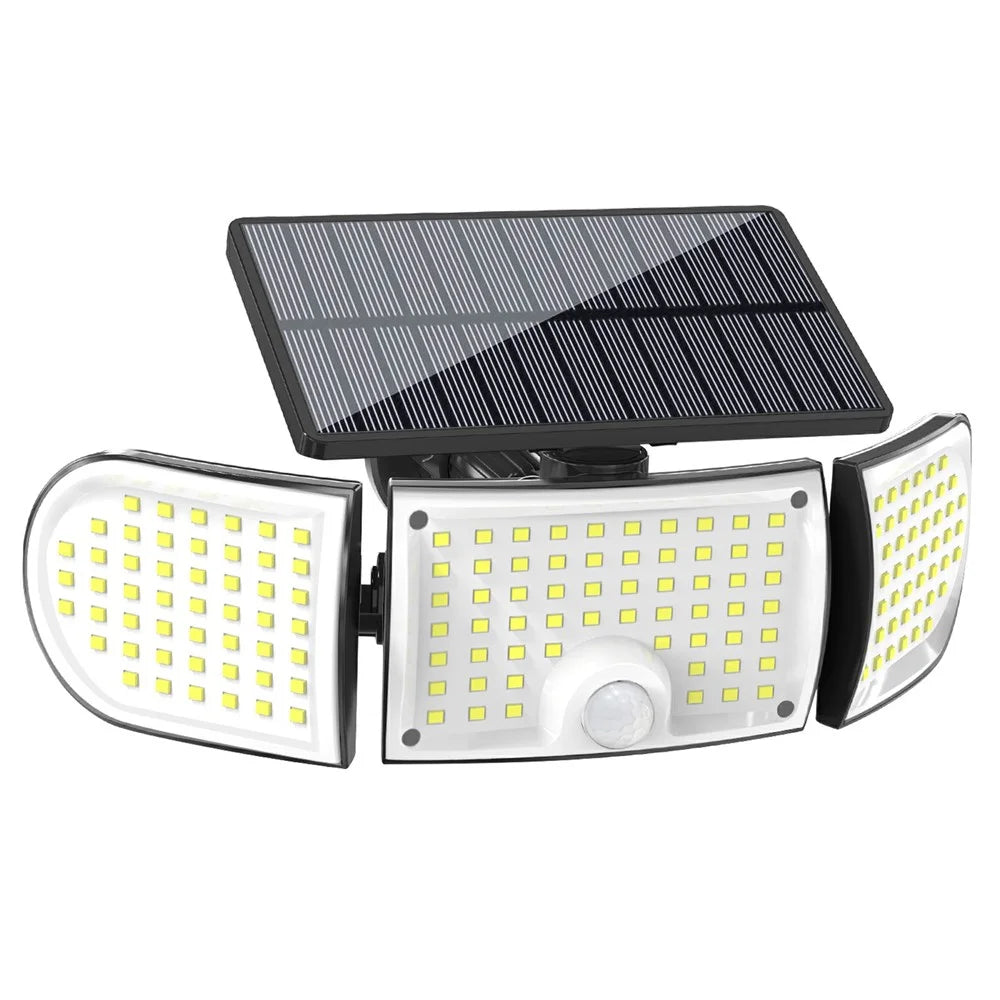 YY-21603 Solar Powered 160 LED Wall Light Outdoor Security Lighting Waterproof Landscape Lamp 3 Heads for Garden  /  Patio - 1