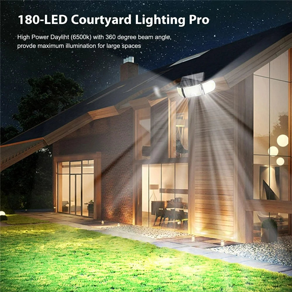YY-21603 Solar Powered 160 LED Wall Light Outdoor Security Lighting Waterproof Landscape Lamp 3 Heads for Garden  /  Patio - 2