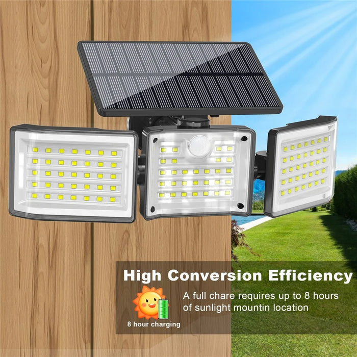 YY-20993 Solar Powered 3-Head Motion Sensor Light 99 LED Wall Lamp Outdoor Security Light for Garden / Yard / Pathway - 5