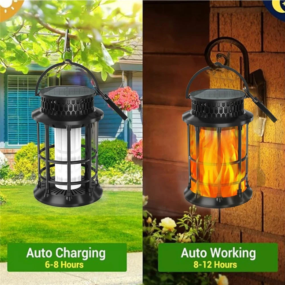 YY-91005B Solar Flame Light Outdoor Hanging Lantern Lamp for Garden Lawn Patio Landscape Decoration - 2