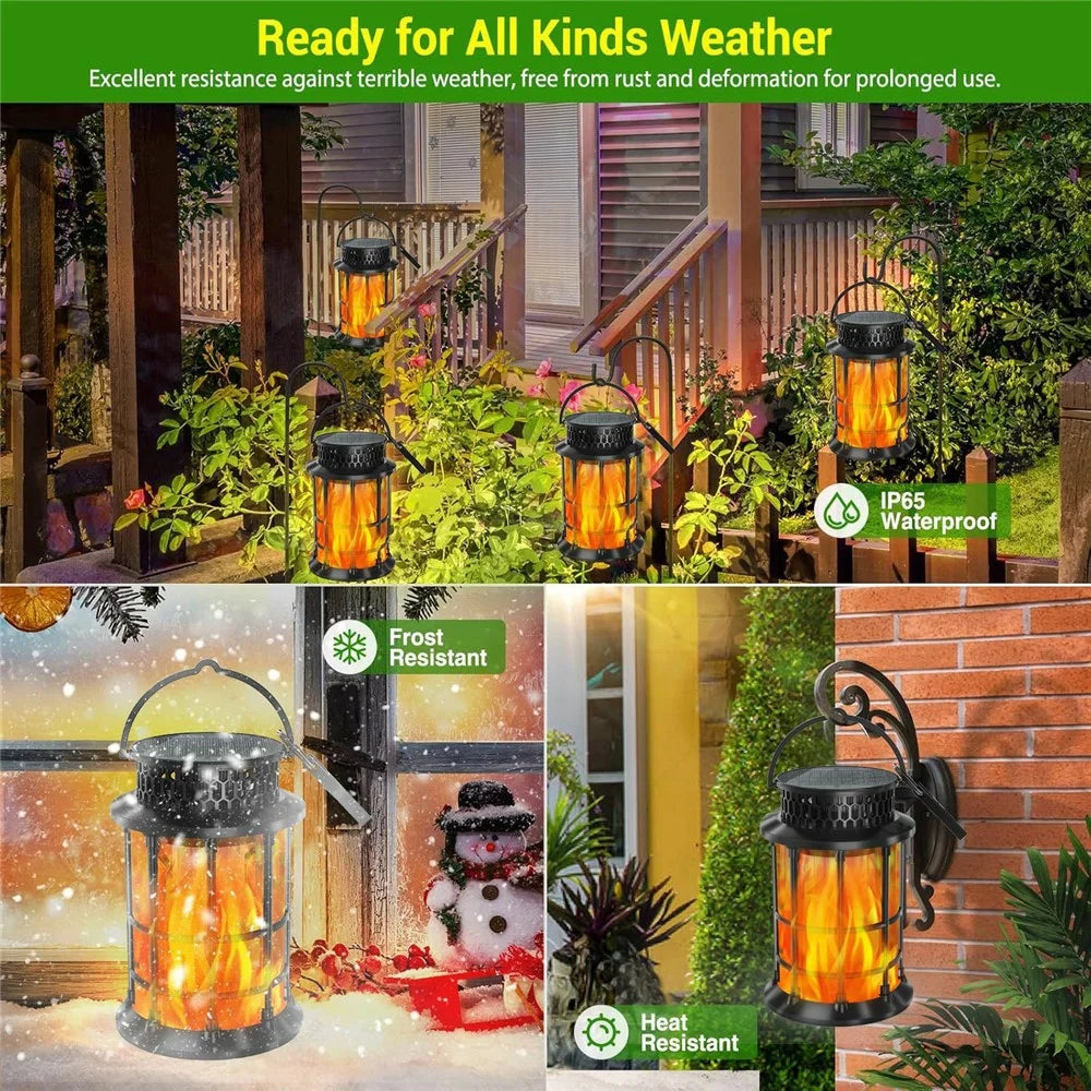 YY-91005B Solar Flame Light Outdoor Hanging Lantern Lamp for Garden Lawn Patio Landscape Decoration - 4