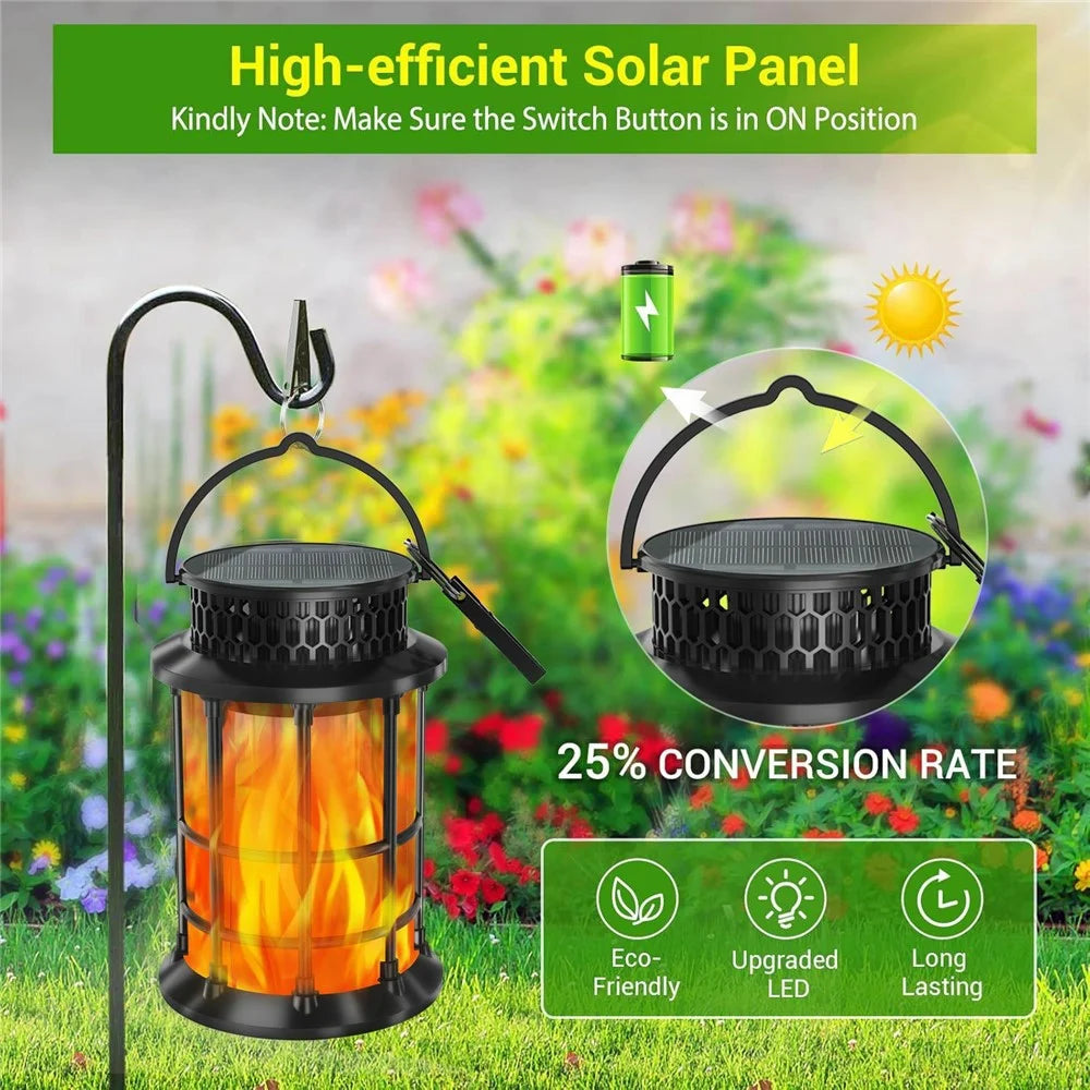 YY-91005B Solar Flame Light Outdoor Hanging Lantern Lamp for Garden Lawn Patio Landscape Decoration - 5