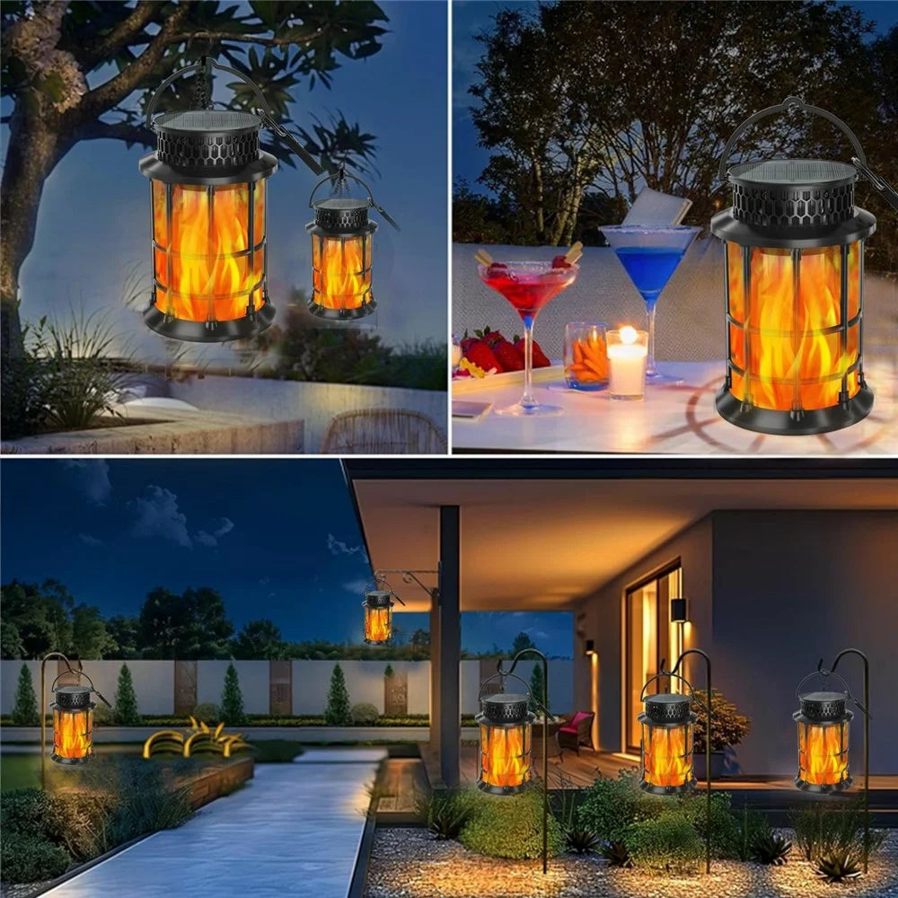 YY-91005B Solar Flame Light Outdoor Hanging Lantern Lamp for Garden Lawn Patio Landscape Decoration - 6