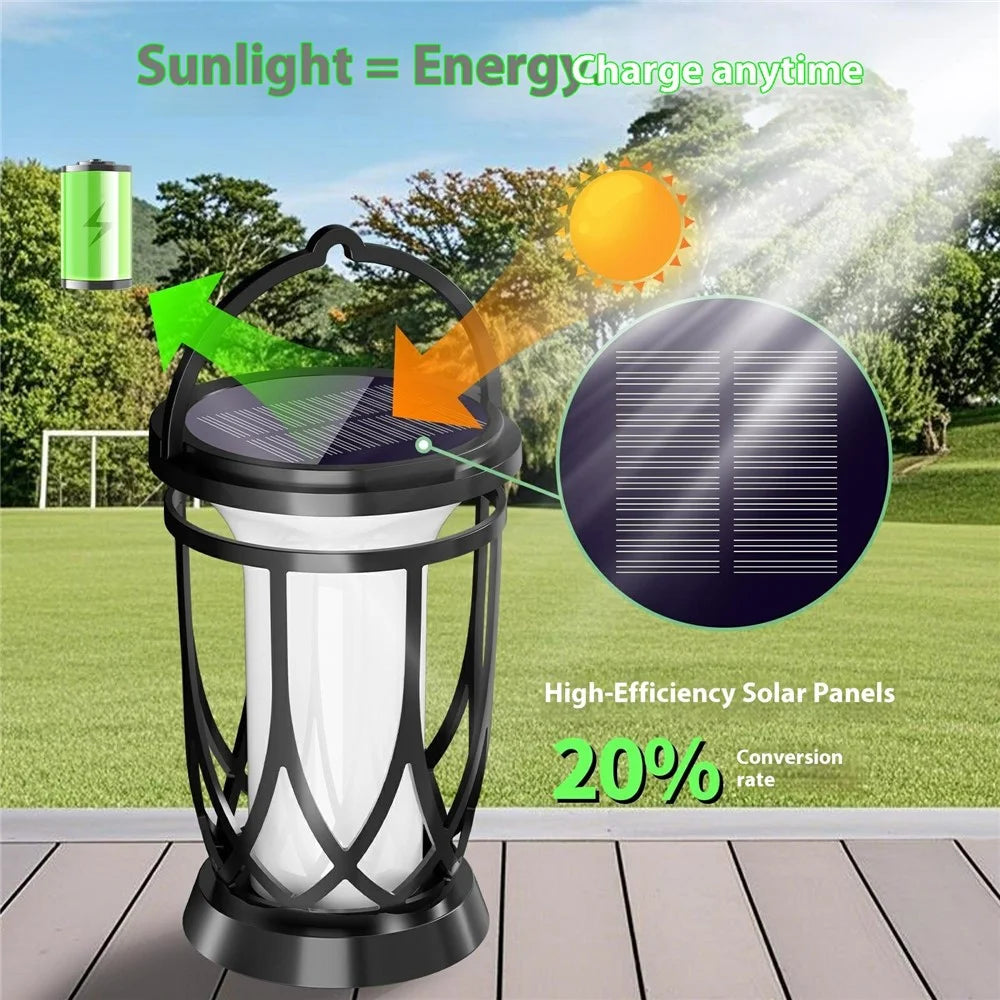 YY-9605-10-1E Solar Flame Lights Garden Lawn Patio Landscape Hanging Lantern Lamp for Outdoor Decor  /  Camping  /  Porch - 4