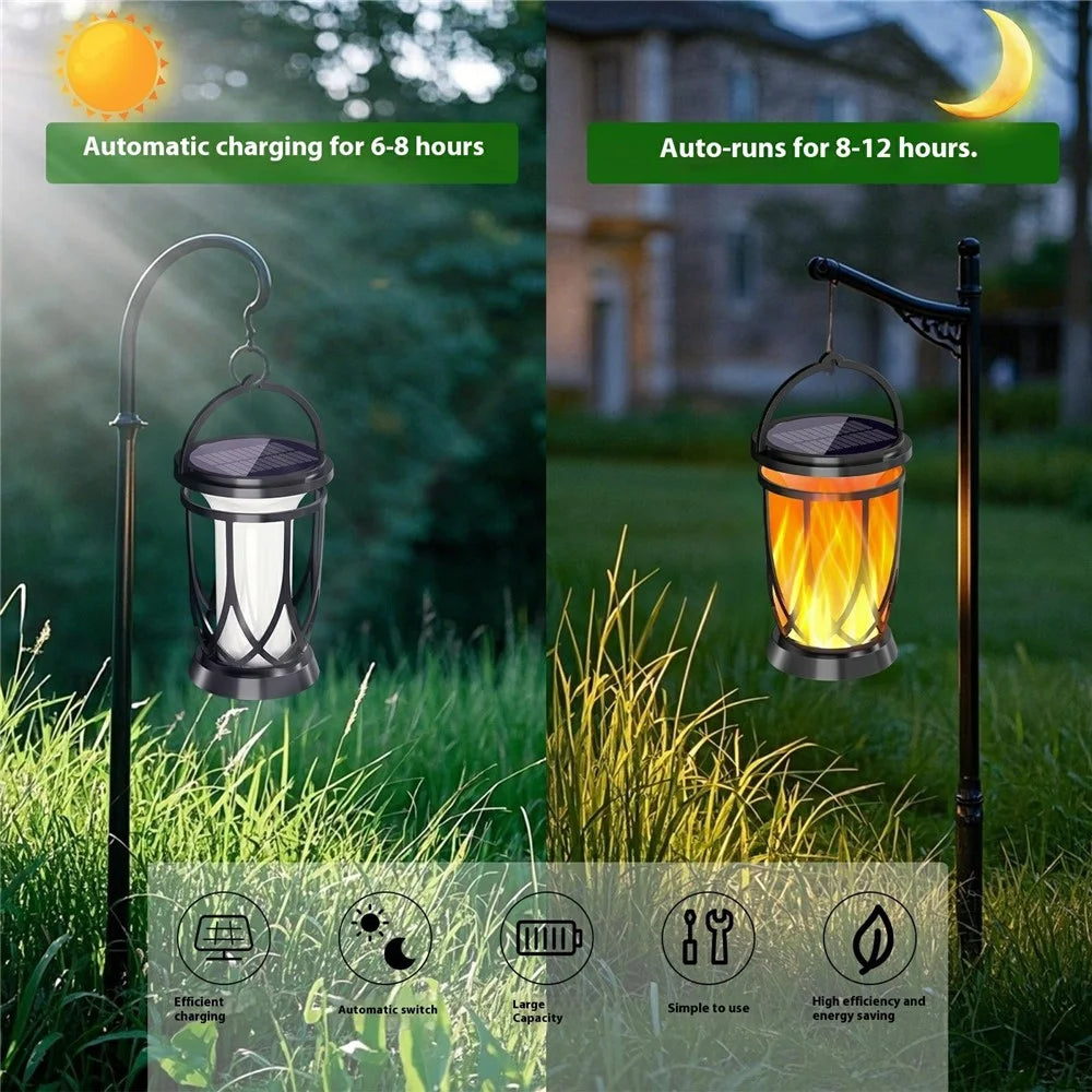 YY-9605-10-1E Solar Flame Lights Garden Lawn Patio Landscape Hanging Lantern Lamp for Outdoor Decor  /  Camping  /  Porch - 5