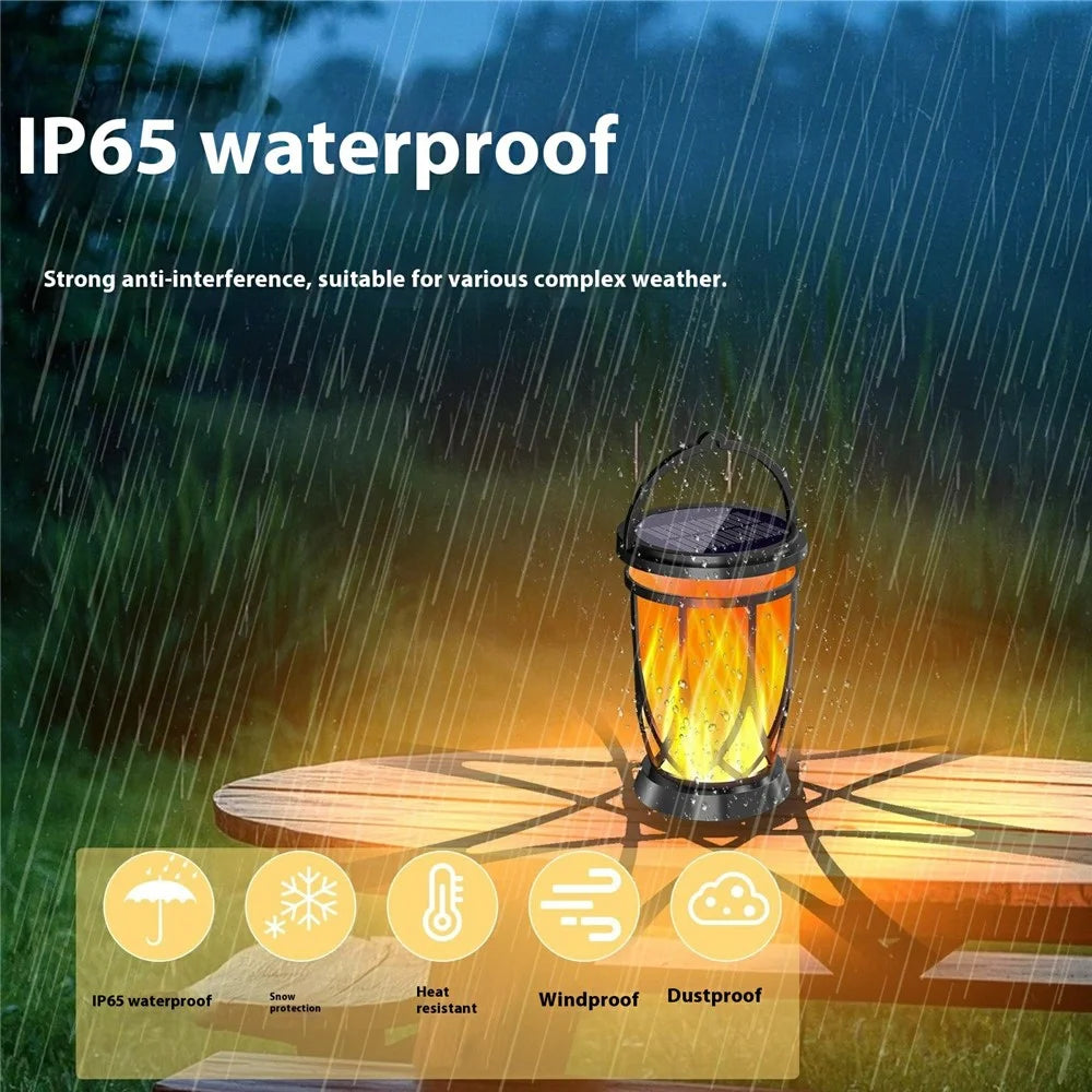 YY-9605-10-1E Solar Flame Lights Garden Lawn Patio Landscape Hanging Lantern Lamp for Outdoor Decor  /  Camping  /  Porch - 6