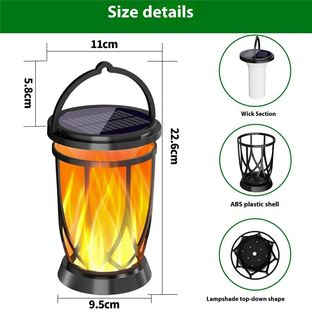 YY-9605-10-1E Solar Flame Lights Garden Lawn Patio Landscape Hanging Lantern Lamp for Outdoor Decor  /  Camping  /  Porch - 7