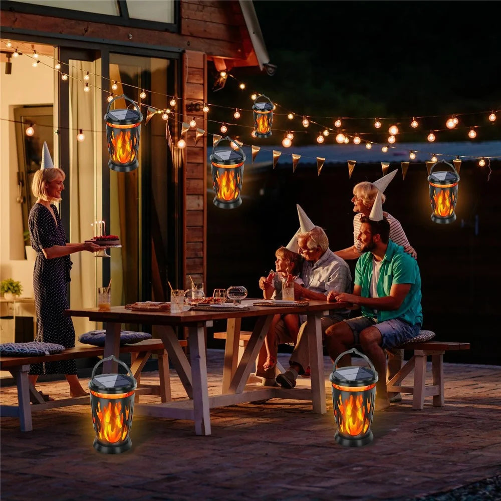 YY-9605-10-1F Solar Flame Light Water Drop Hanging Light Garden Lawn Patio Landscape Pendant Lamp for Outdoor Decoration - 2