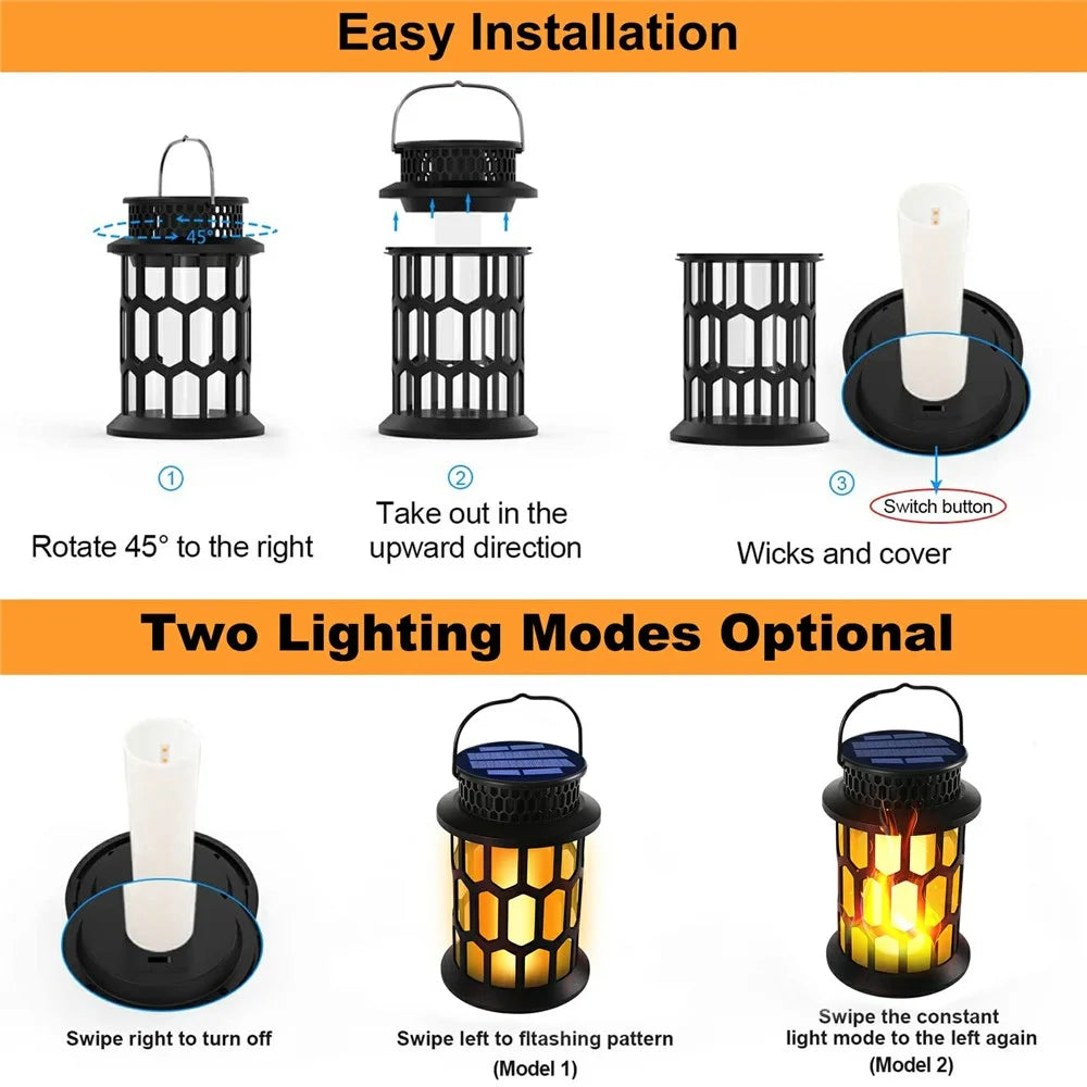 YY-91005 Solar Flame Light Outdoor Hanging Lantern Waterproof Garden Landscape Lighting for Patio / Porch / Yard Decoration - 4
