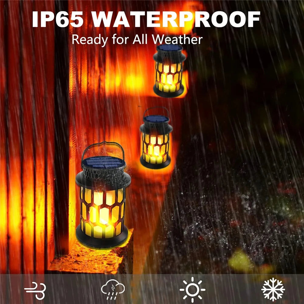 YY-91005 Solar Flame Light Outdoor Hanging Lantern Waterproof Garden Landscape Lighting for Patio / Porch / Yard Decoration - 5