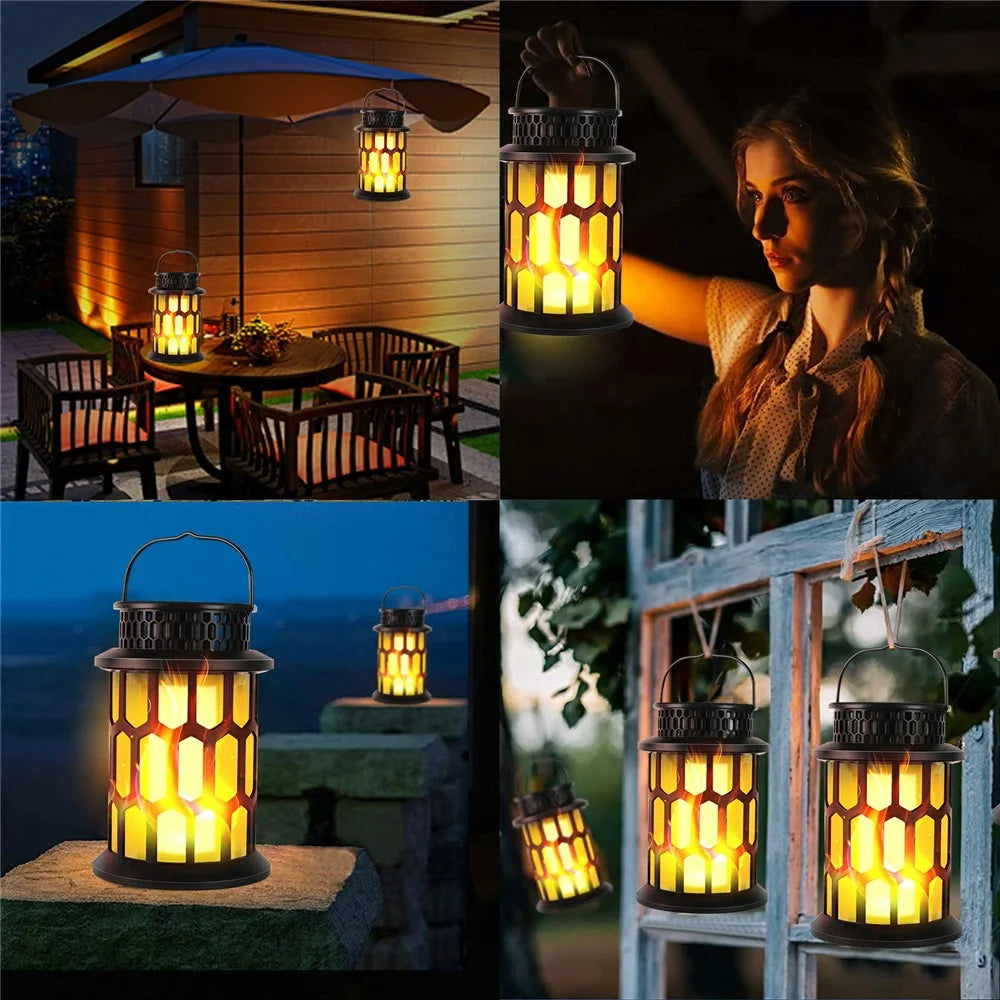 YY-91005 Solar Flame Light Outdoor Hanging Lantern Waterproof Garden Landscape Lighting for Patio / Porch / Yard Decoration - 6