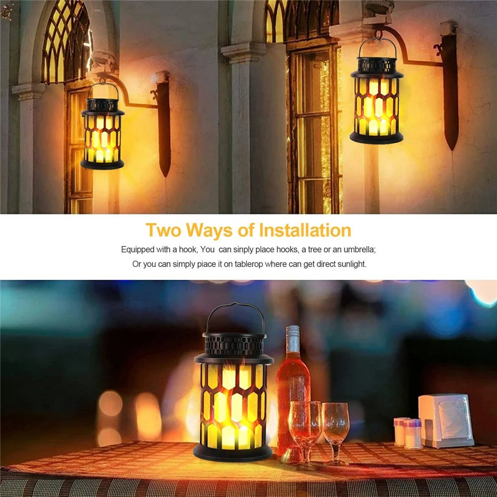 YY-91005 Solar Flame Light Outdoor Hanging Lantern Waterproof Garden Landscape Lighting for Patio / Porch / Yard Decoration - 7