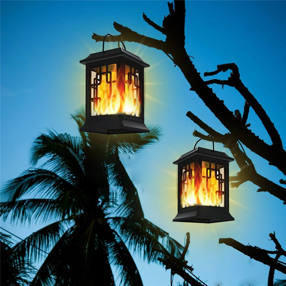 YY-91006 Solar Flame Light Hanging Lantern for Garden Lawn Patio Landscape Decoration Outdoor Waterproof LED Lamp - 2