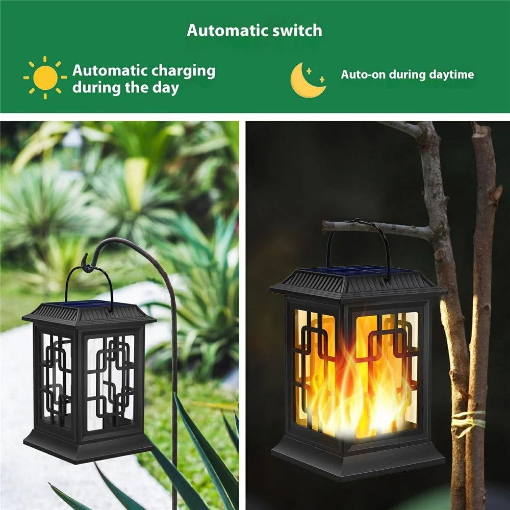 YY-91006 Solar Flame Light Hanging Lantern for Garden Lawn Patio Landscape Decoration Outdoor Waterproof LED Lamp - 3