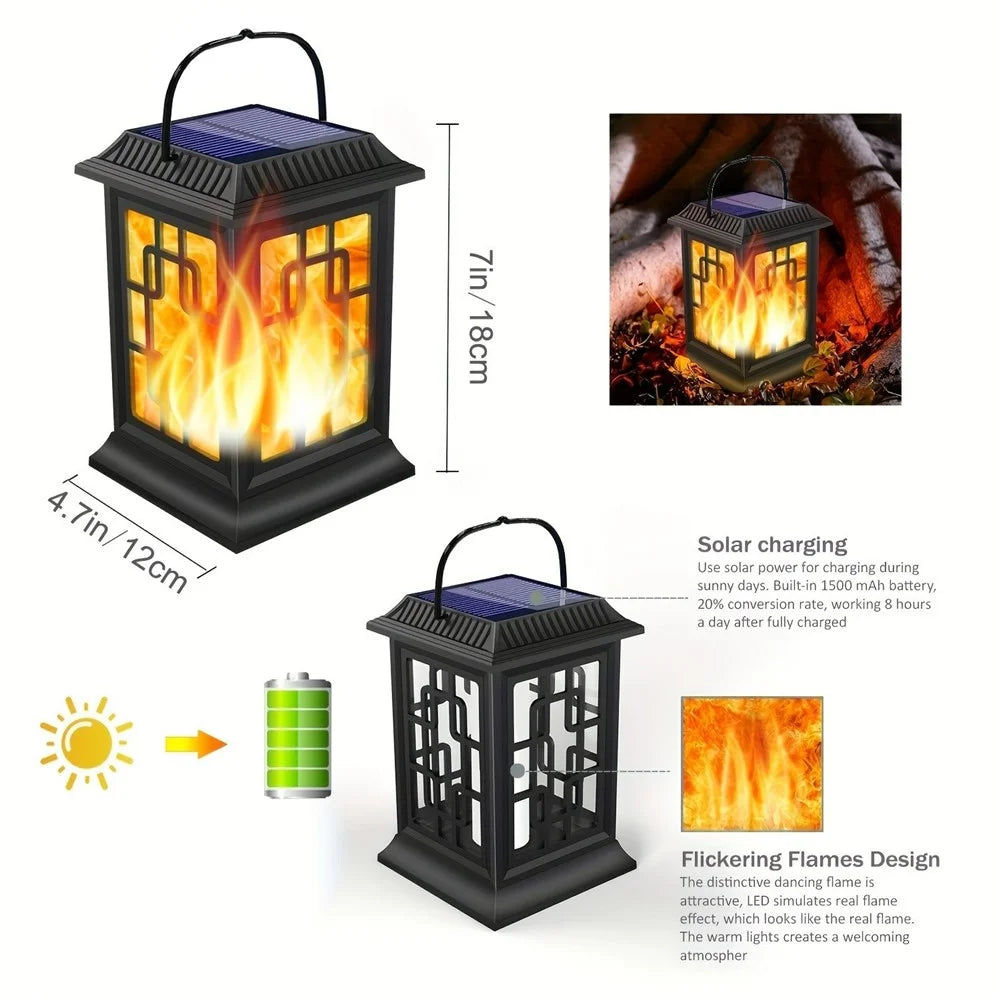 YY-91006 Solar Flame Light Hanging Lantern for Garden Lawn Patio Landscape Decoration Outdoor Waterproof LED Lamp - 7