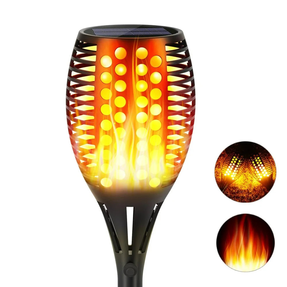 YY-9605 96-LED Solar Powered Torch Light with Flickering Flame Effect Waterproof Outdoor Garden Lawn Lamp - 2