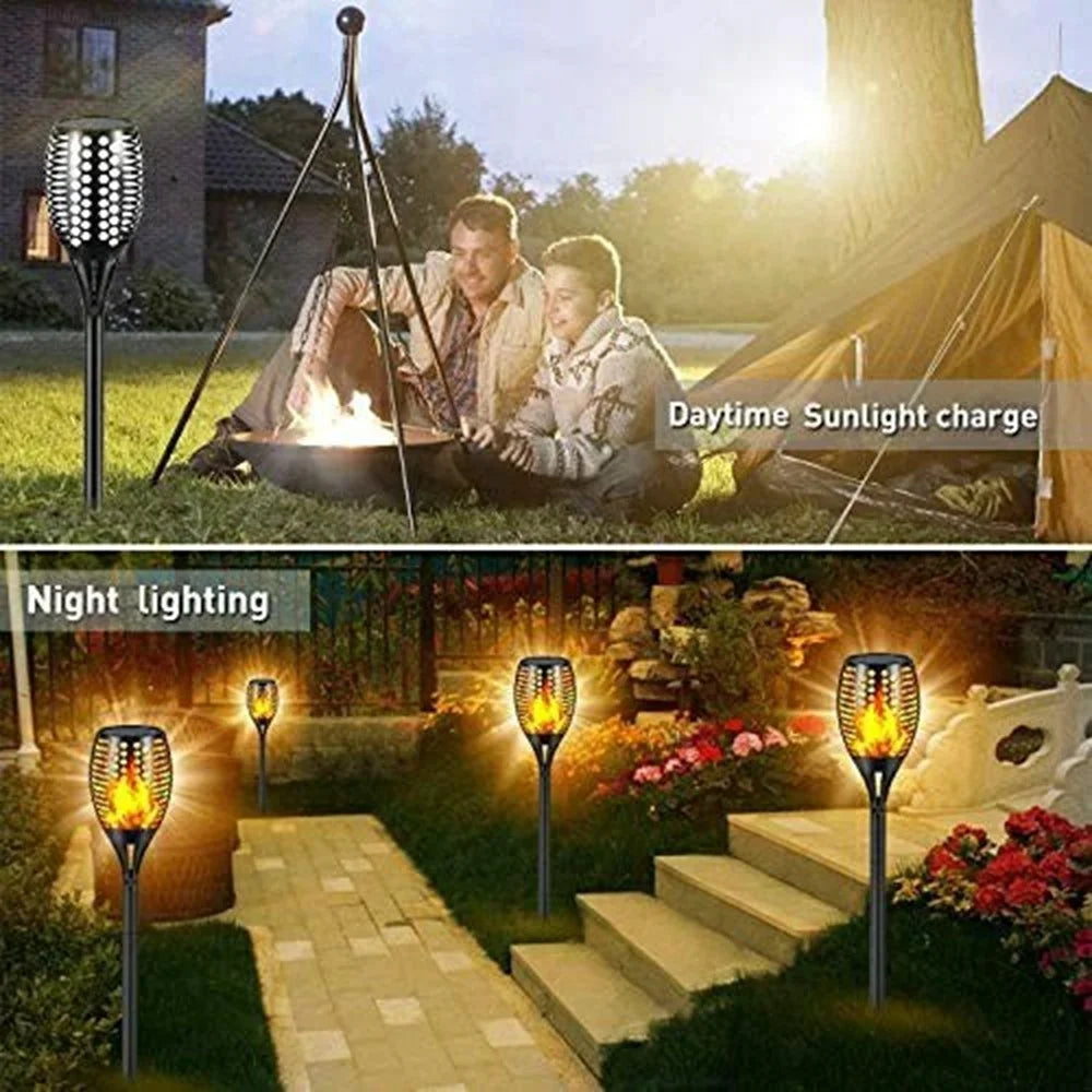 YY-9605 96-LED Solar Powered Torch Light with Flickering Flame Effect Waterproof Outdoor Garden Lawn Lamp - 4