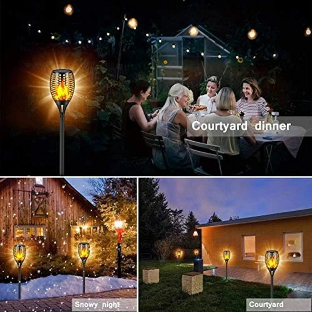 YY-9605 96-LED Solar Powered Torch Light with Flickering Flame Effect Waterproof Outdoor Garden Lawn Lamp - 7
