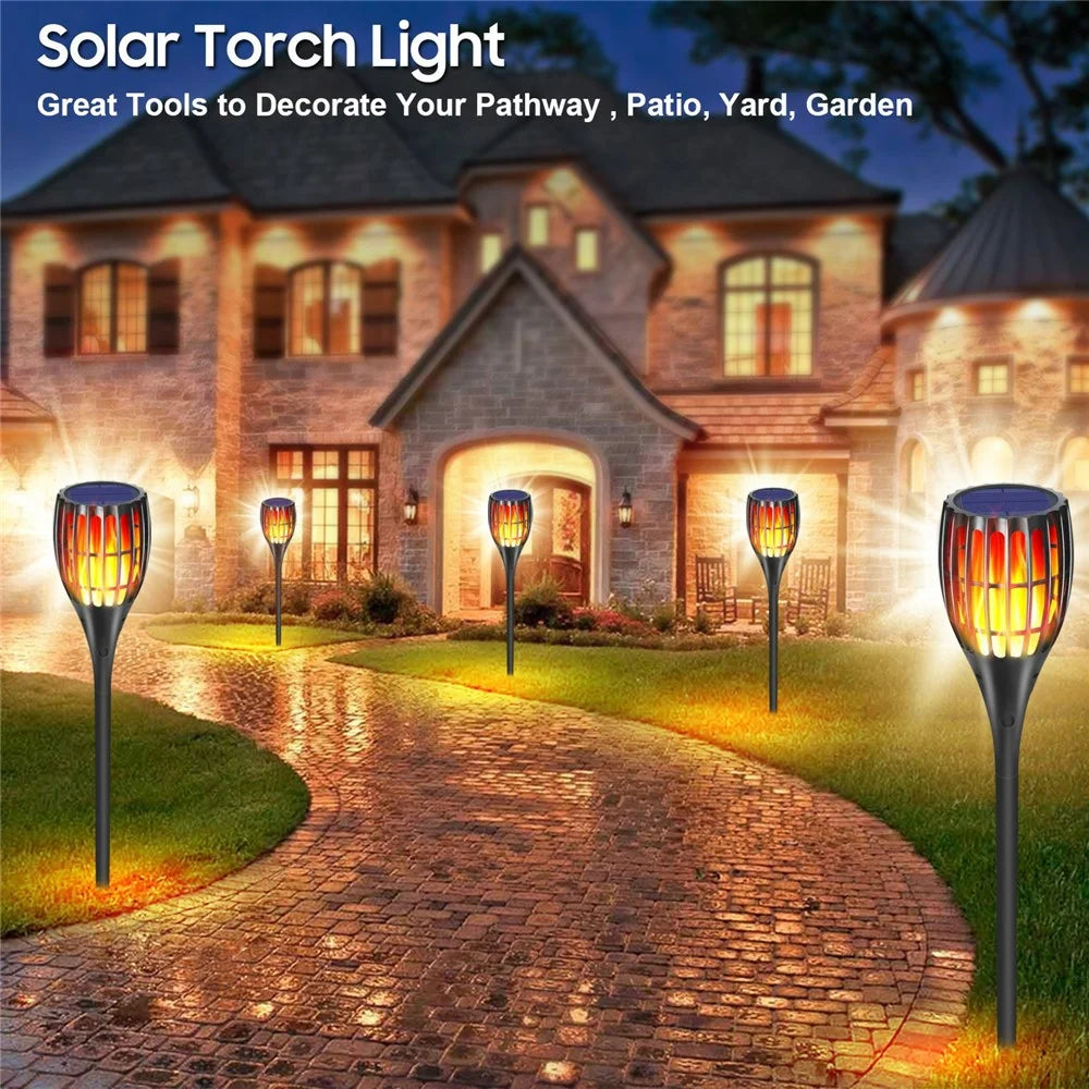YY-9605-1B IP65 Waterproof Solar Powered 96-LED Torch Light for Outdoor Garden Lawn Lamp with Flickering Flame Effect - 3