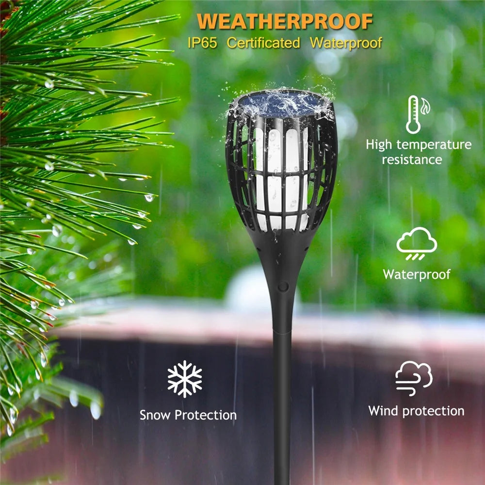 YY-9605-1B IP65 Waterproof Solar Powered 96-LED Torch Light for Outdoor Garden Lawn Lamp with Flickering Flame Effect - 7