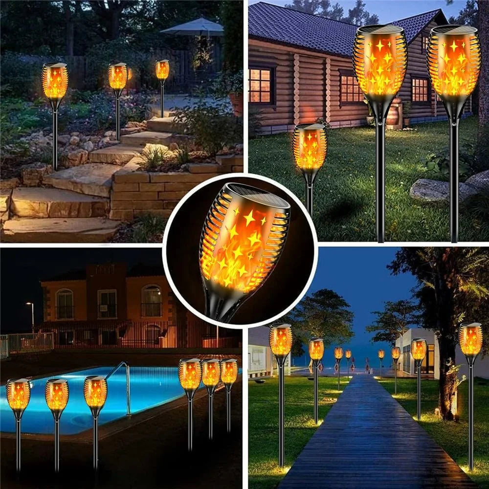 YY-9605-1C 96-LED Solar Powered Torch Light for Outdoor Garden Flickering Flame Effect Waterproof Lawn Lamp - 4