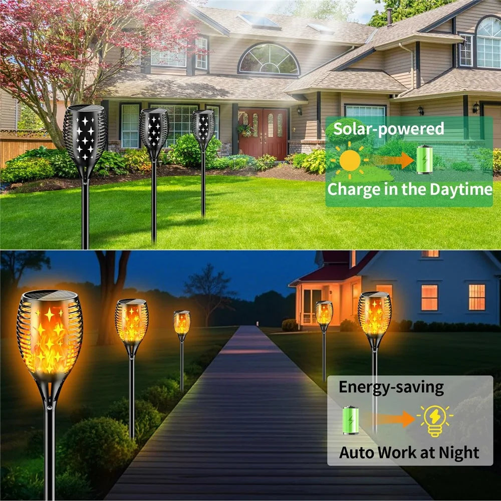 YY-9605-1C 96-LED Solar Powered Torch Light for Outdoor Garden Flickering Flame Effect Waterproof Lawn Lamp - 5