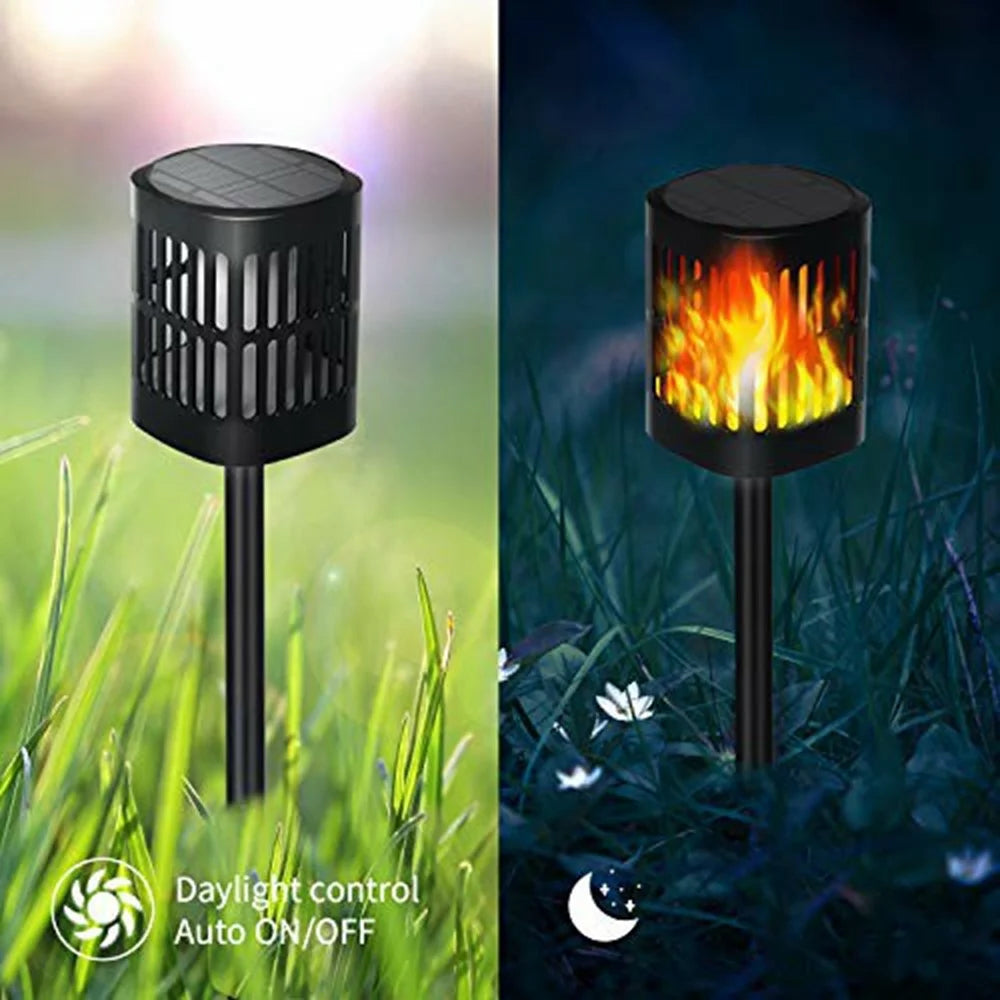 YY-9605-10 Flickering Flame Effect Solar Powered 96-LED Torch Light for Outdoor Garden Lawn Waterproof Atmosphere Lamp - 2