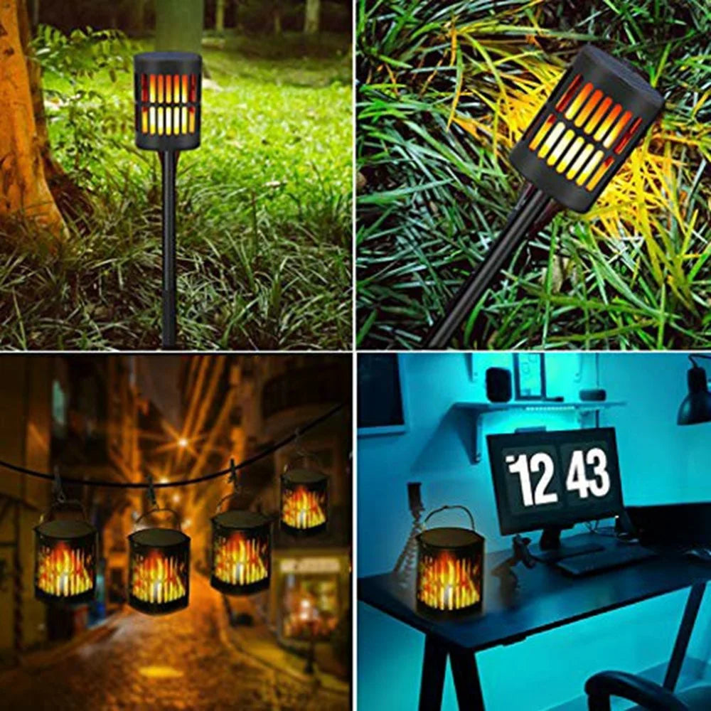 YY-9605-10 Flickering Flame Effect Solar Powered 96-LED Torch Light for Outdoor Garden Lawn Waterproof Atmosphere Lamp - 3