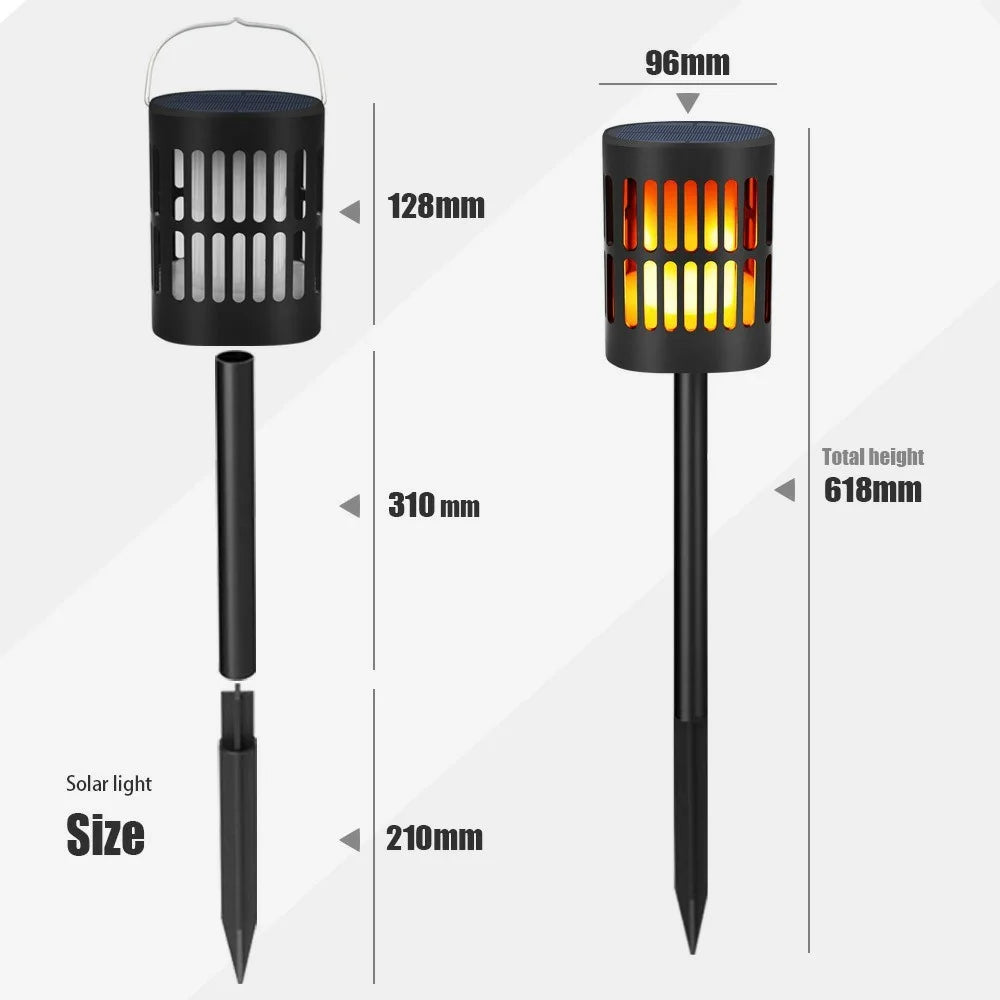 YY-9605-10 Flickering Flame Effect Solar Powered 96-LED Torch Light for Outdoor Garden Lawn Waterproof Atmosphere Lamp - 5