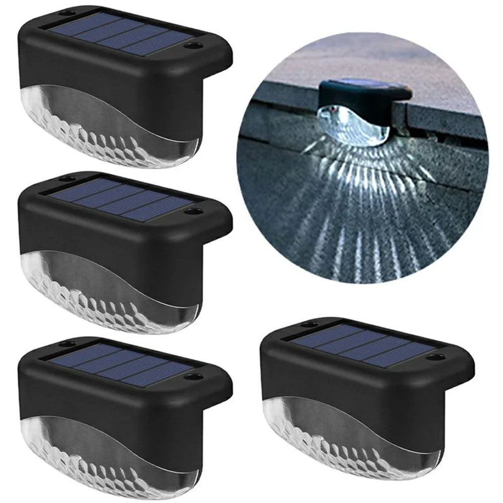 2 LED Solar Step Lights 4Pcs Deck Railing Fence Wall Stair Lighting Outdoor Waterproof for Garden / Patio / Pathway - White Light - 1
