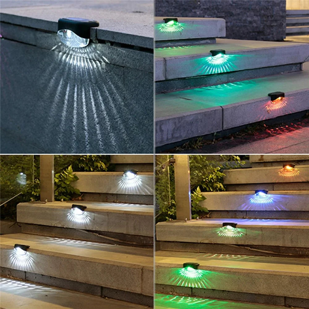 2 LED Solar Step Lights 4Pcs Deck Railing Fence Wall Stair Lighting Outdoor Waterproof for Garden / Patio / Pathway - White Light - 7