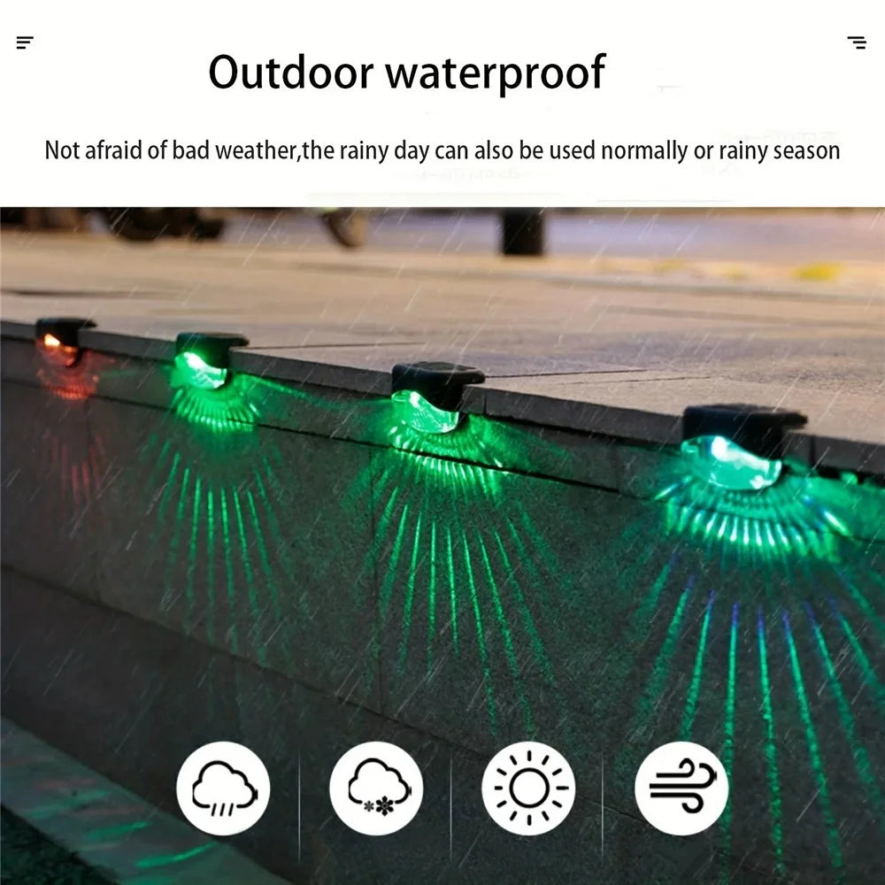 2-LED Solar Step Lights Deck Railing Fence Wall Stair Lighting Outdoor Waterproof for Garden / Patio / Pathway - White Light - 2