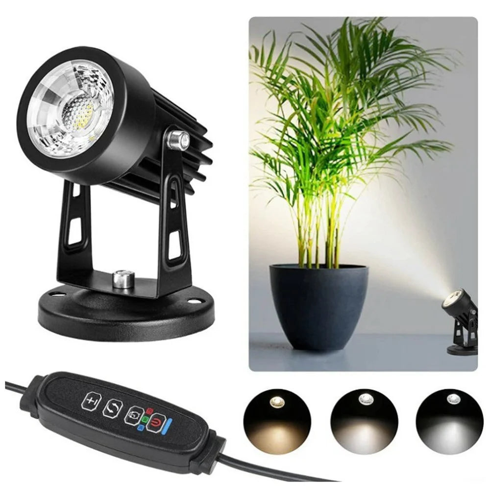 USB Powered 3W Ground Light Adjustable Color Temperatures Dimmable LED Spotlight with Timer for Outdoor Garden - EU Plug - 1