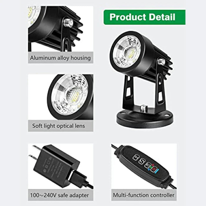 USB Powered 5W Ground Light Adjustable Color Temperatures Dimmable LED Spotlight with Timer for Outdoor Garden - EU Plug - 4