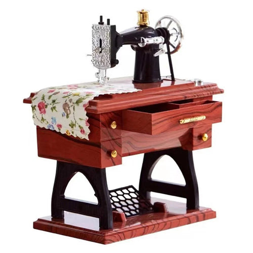 Vintage Sewing Machine Music Box Simulated Miniature Model Decorative Ornament Gift - 1