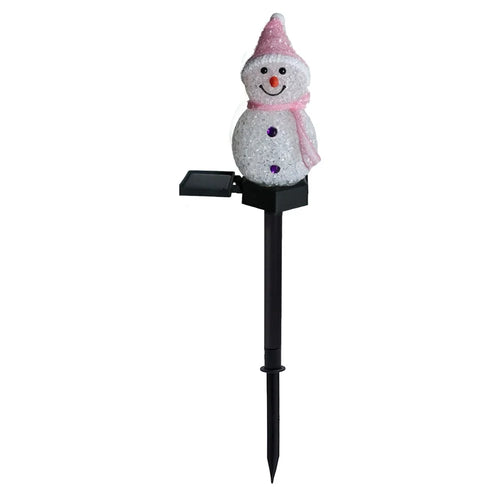 Solar Powered LED Garden Lights Christmas Outdoor Decorations Lawn Pathway Lighting Auto On / Off Waterproof - Pink Snowman - 1