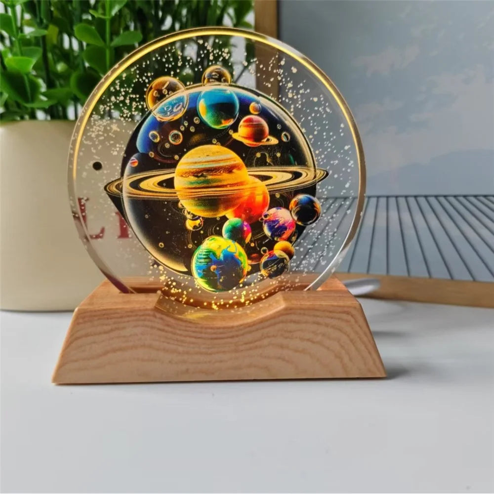 8cm Diameter 3D Crystal Ball Night Light Planet Pattern LED Mood Lamp USB Powered Decorative Table Lamp - 2 - 1
