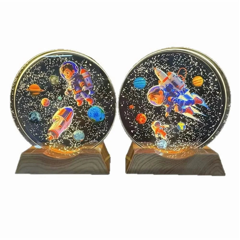 8cm Diameter 3D Crystal Ball Night Light Planet Pattern LED Mood Lamp USB Powered Decorative Table Lamp - 2 - 2