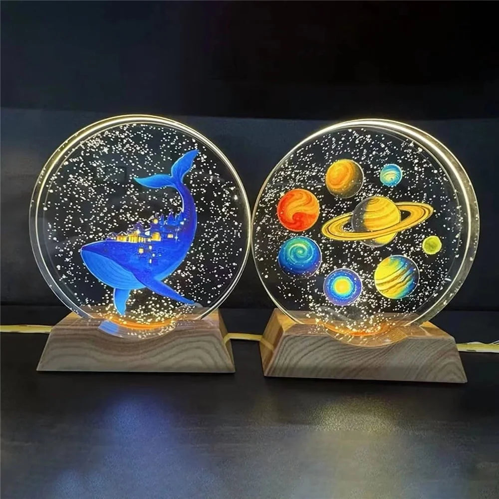 8cm Diameter 3D Crystal Ball Night Light Planet Pattern LED Mood Lamp USB Powered Decorative Table Lamp - 2 - 4