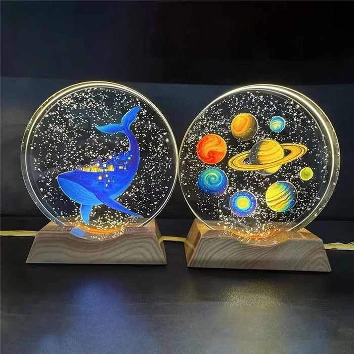 8cm Diameter 3D Crystal Ball Night Light Planet Pattern LED Mood Lamp USB Powered Decorative Table Lamp - 2 - 4