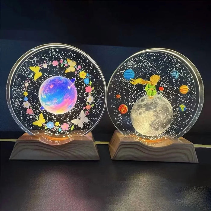 8cm Diameter 3D Crystal Ball Night Light Planet Pattern LED Mood Lamp USB Powered Decorative Table Lamp - 2 - 5