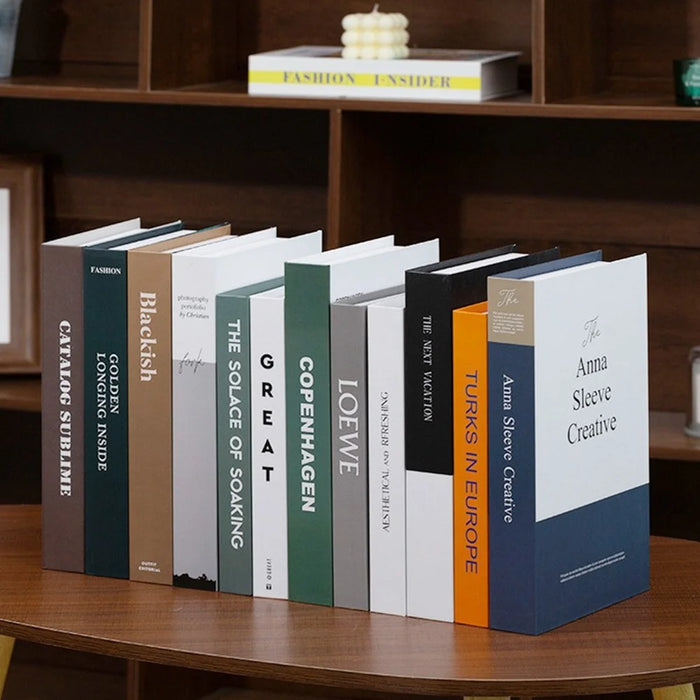 12Pcs Style C Decorative Fake Books Modern Minimalist Faux Book Props Home Decor Ornaments for Bookshelf - 3